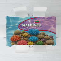 Maldives Coral Reef Ocean Print Tablecloth with Underwater Pastel Blue and Purple Design