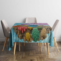 Maldives Coral Reef Ocean Print Tablecloth with Underwater Pastel Blue and Purple Design