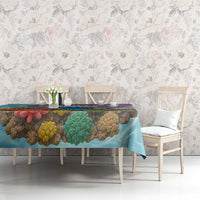 Maldives Coral Reef Ocean Print Tablecloth with Underwater Pastel Blue and Purple Design