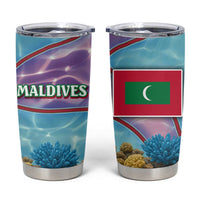 Maldives Coral Reef Ocean Print Tumbler Cup with Underwater Pastel Blue and Purple Design