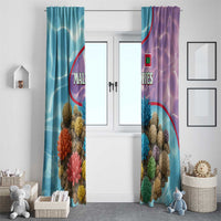 Maldives Coral Reef Ocean Print Window Curtain with Underwater Pastel Blue and Purple Design