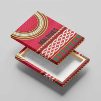 Maldives Tribal Heritage Red Canvas Wall Art with Cultural Geometric Pattern and Island Flag Print