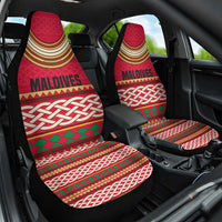 Maldives Tribal Heritage Red Car Seat Cover with Cultural Geometric Pattern and Island Flag Print