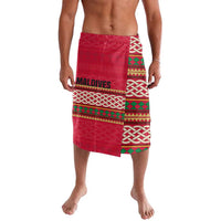 Maldives Tribal Heritage Red Lavalava with Cultural Geometric Pattern and Island Flag Print