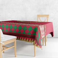 Maldives Tribal Heritage Red Tablecloth with Cultural Geometric Pattern and Island Flag Print