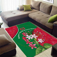 Maldives Floral Bloom Area Rug with Tropical Island Blossoms and National Flag Design