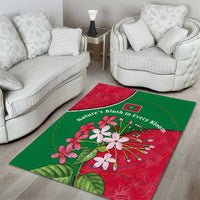 Maldives Floral Bloom Area Rug with Tropical Island Blossoms and National Flag Design