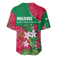 Maldives Floral Bloom Baseball Jersey with Tropical Island Blossoms and National Flag Design
