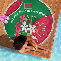 Maldives Floral Bloom Beach Blanket with Tropical Island Blossoms and National Flag Design