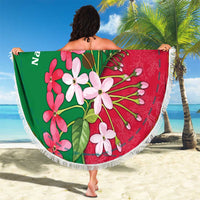 Maldives Floral Bloom Beach Blanket with Tropical Island Blossoms and National Flag Design