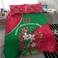 Maldives Floral Bloom Bedding Set with Tropical Island Blossoms and National Flag Design