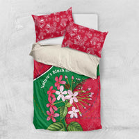 Maldives Floral Bloom Bedding Set with Tropical Island Blossoms and National Flag Design