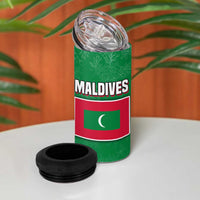 Maldives Floral Bloom 4 in 1 Can Cooler Tumbler with Tropical Island Blossoms and National Flag Design