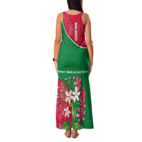Maldives Floral Bloom Family Matching Tank Maxi Dress and Hawaiian Shirt with Tropical Island Blossoms and National Flag Design
