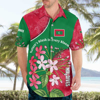 Maldives Floral Bloom Hawaiian Shirt with Tropical Island Blossoms and National Flag Design