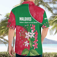 Maldives Floral Bloom Hawaiian Shirt with Tropical Island Blossoms and National Flag Design