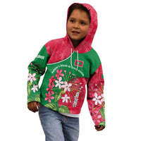 Maldives Floral Bloom Kid Hoodie with Tropical Island Blossoms and National Flag Design