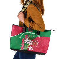 Maldives Floral Bloom Leather Tote Bag with Tropical Island Blossoms and National Flag Design