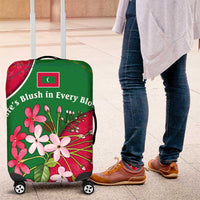 Maldives Floral Bloom Luggage Cover with Tropical Island Blossoms and National Flag Design