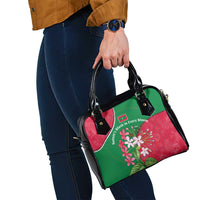 Maldives Floral Bloom Shoulder Handbag with Tropical Island Blossoms and National Flag Design