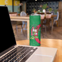 Maldives Floral Bloom Skinny Tumbler with Tropical Island Blossoms and National Flag Design