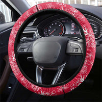 Maldives Floral Bloom Steering Wheel Cover with Tropical Island Blossoms and National Flag Design