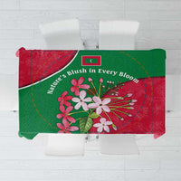 Maldives Floral Bloom Tablecloth with Tropical Island Blossoms and National Flag Design