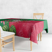 Maldives Floral Bloom Tablecloth with Tropical Island Blossoms and National Flag Design