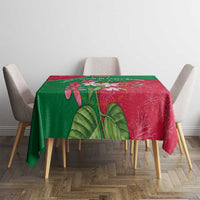 Maldives Floral Bloom Tablecloth with Tropical Island Blossoms and National Flag Design
