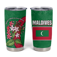 Maldives Floral Bloom Tumbler Cup with Tropical Island Blossoms and National Flag Design
