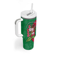 Maldives Floral Bloom Tumbler With Handle with Tropical Island Blossoms and National Flag Design