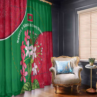 Maldives Floral Bloom Window Curtain with Tropical Island Blossoms and National Flag Design