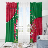 Maldives Floral Bloom Window Curtain with Tropical Island Blossoms and National Flag Design