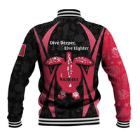 Maldives Dive Turtle Baseball Jacket with Coral Reef Pattern and Island Spirit Slogan