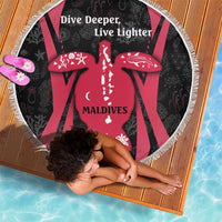 Maldives Dive Turtle Beach Blanket with Coral Reef Pattern and Island Spirit Slogan