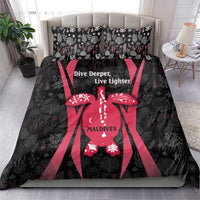 Maldives Dive Turtle Bedding Set with Coral Reef Pattern and Island Spirit Slogan