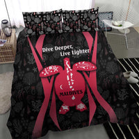 Maldives Dive Turtle Bedding Set with Coral Reef Pattern and Island Spirit Slogan