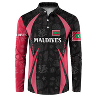 Maldives Dive Turtle Button Sweatshirt with Coral Reef Pattern and Island Spirit Slogan