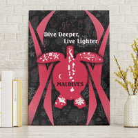 Maldives Dive Turtle Canvas Wall Art with Coral Reef Pattern and Island Spirit Slogan