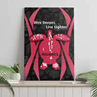 Maldives Dive Turtle Canvas Wall Art with Coral Reef Pattern and Island Spirit Slogan