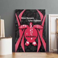 Maldives Dive Turtle Canvas Wall Art with Coral Reef Pattern and Island Spirit Slogan