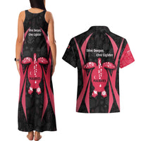 Maldives Dive Turtle Couples Matching Tank Maxi Dress and Hawaiian Shirt with Coral Reef Pattern and Island Spirit Slogan
