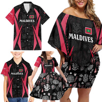 Maldives Dive Turtle Family Matching Off Shoulder Short Dress and Hawaiian Shirt with Coral Reef Pattern and Island Spirit Slogan
