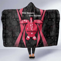 Maldives Dive Turtle Hooded Blanket with Coral Reef Pattern and Island Spirit Slogan