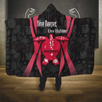 Maldives Dive Turtle Hooded Blanket with Coral Reef Pattern and Island Spirit Slogan