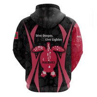 Maldives Dive Turtle Hoodie with Coral Reef Pattern and Island Spirit Slogan
