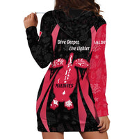 Maldives Dive Turtle Hoodie Dress with Coral Reef Pattern and Island Spirit Slogan