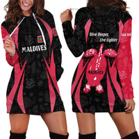 Maldives Dive Turtle Hoodie Dress with Coral Reef Pattern and Island Spirit Slogan