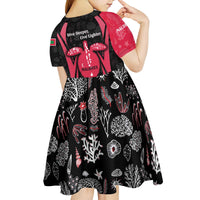 Maldives Dive Turtle Kid Short Sleeve Dress with Coral Reef Pattern and Island Spirit Slogan