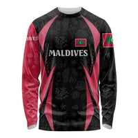Maldives Dive Turtle Long Sleeve Shirt with Coral Reef Pattern and Island Spirit Slogan